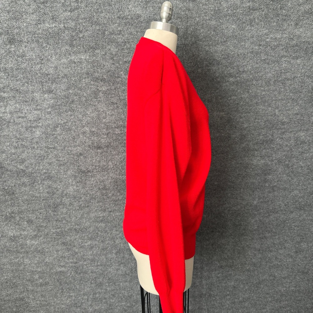 Vintage 60s 70s Bowling Sweater Unisex M Orange Spartan Lanes England V-Neck - Picture 5 of 12